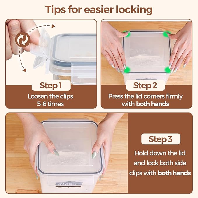 ComSaf Food Storage Containers with Lids Set of 3 (2L/2.1Qt) (1.4L/1.5Qt) (0.8L/0.8Qt), Airtight Food Storage Container, Plastic Canister Sets for Kitchen, Pantry Organizer for Sugar, Cereal and Snack