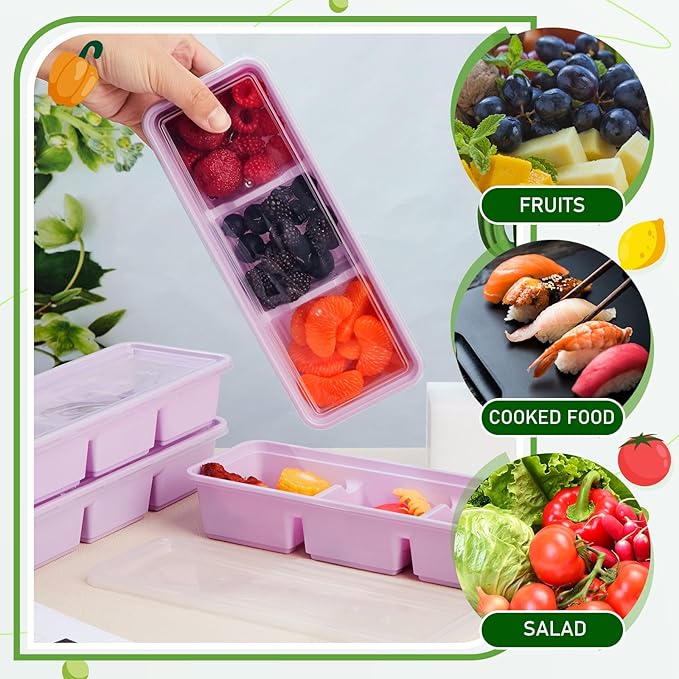 Hushee 25 Pack 17 oz Small Meal Prep Containers with 3 Compartments Snack Containers with Lid Disposable Plastic Bento Box Travel Lunch Food Boxes Stackable for Office Picnic (Purple)