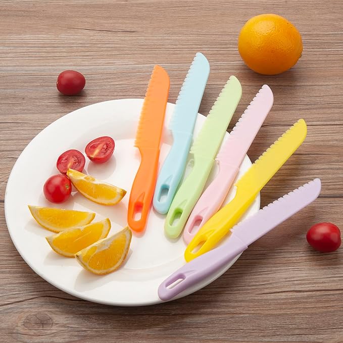 6 Pieces Plastic Fruit Knife: Food-Grade, Kid Kitchen Knife Set Safe | Children's Safe Cooking Knives Perfect for Fruits, Cake, Vegetables & Daily Kitchen Use