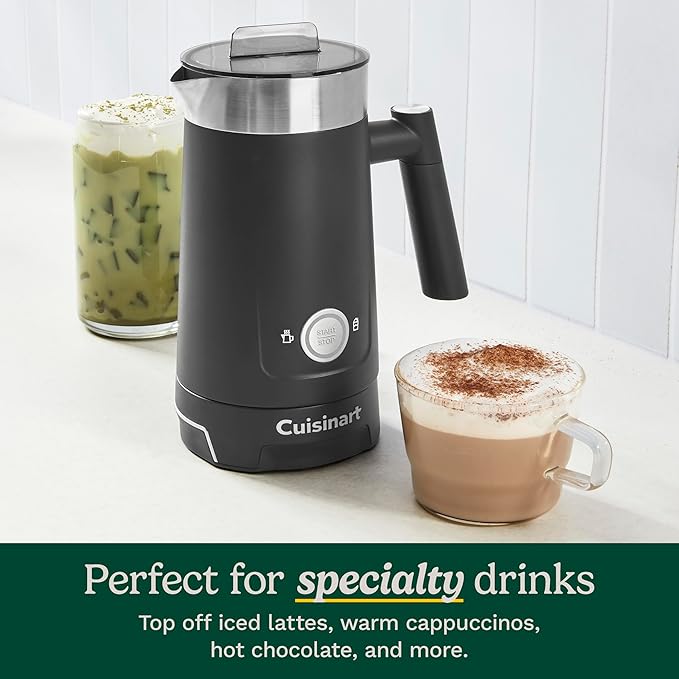 Cuisinart Hot and Cold Foam Milk Frother, Electric Frother for Coffee, Lattes, Cappuccinos, Macchiatos, Hot Chocolate and More, Stainless Steel Nonstick Milk Tank, Cool Touch Exterior, FR-16, Black