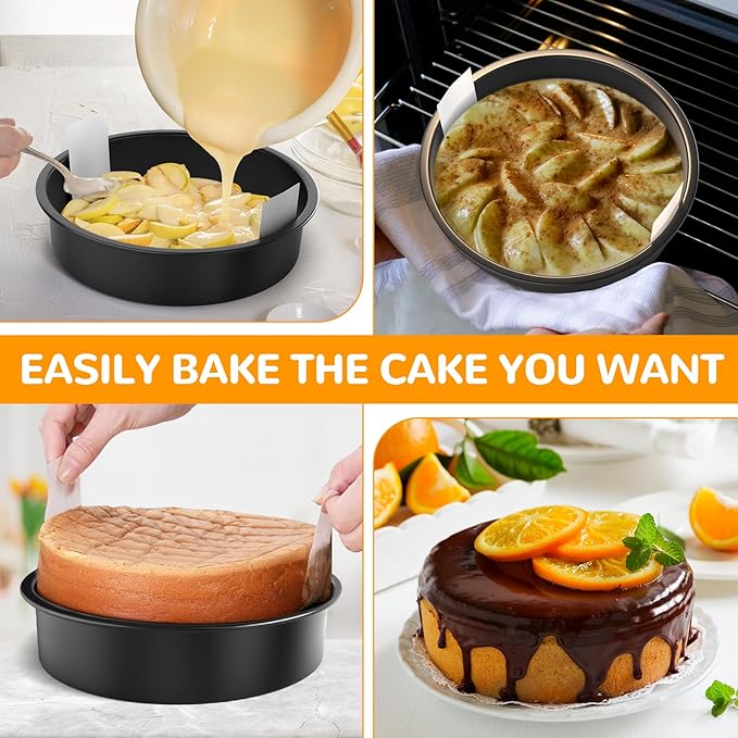 9 Inch Round Cake Pan Set of 3, Nonstick Baking Pans with 100PCS Parchment Paper, Dishwasher Safe