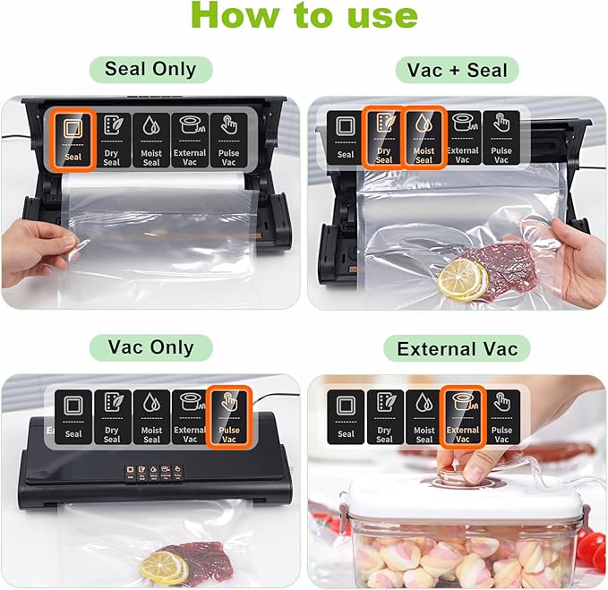 Updated Patented Food Preserver Vacuum Sealer Fully Automatic Heat Sealer Machine, Multi-Functional Food sealer Machine Food Bag Sealer with 20ft Bags 30 Vacuum Bags