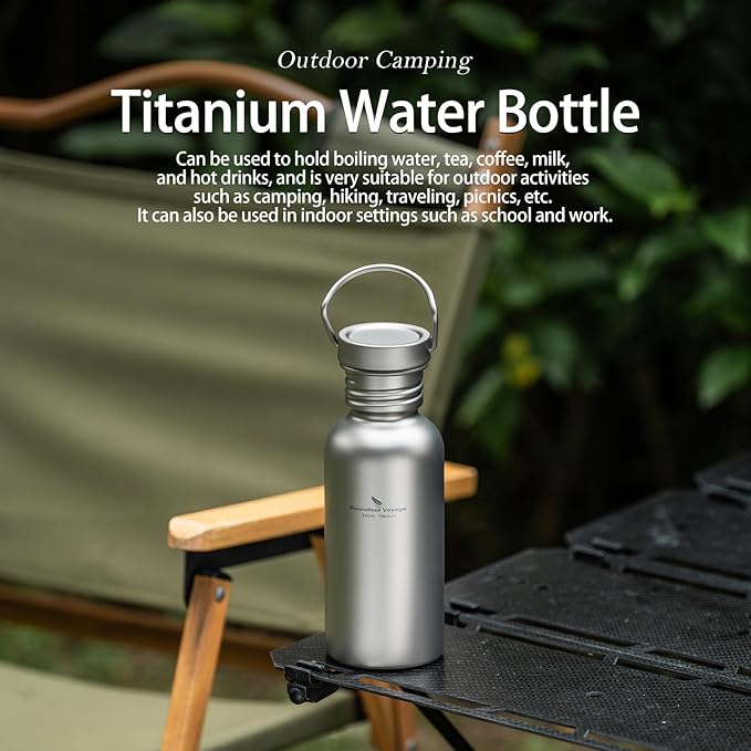 Boundless Voyage Titanium Water Bottle with Lid Wide Mouth Leak-Proof Reusable Sport Drinking Bottle for Camping Hiking Picnic Climbing Running Tea Coffee (420ml)