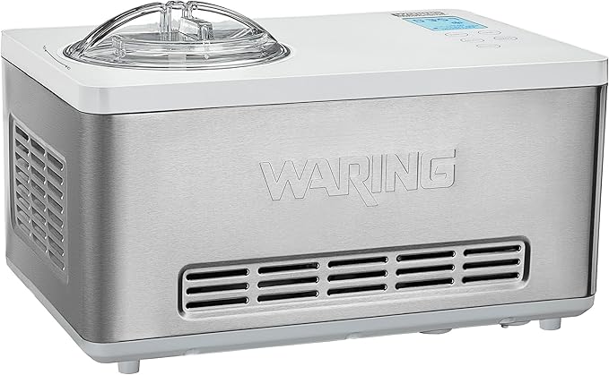 Waring Commercial WCIC20 2 Quart Capacity Ice Cream Maker with Built in Compressor, 180W, 120V, 5-15 Phase Plug