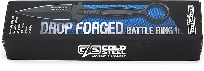 Cold Steel Drop Forged Battle Ring 2 3.5" 52100 High-Carbon Steel Fixed Blade EDC Tactical Hunting Utility Knife w/ 5.5" Ergonomic Handle, Internal Guard, Resistant Secure-Ex Sheath