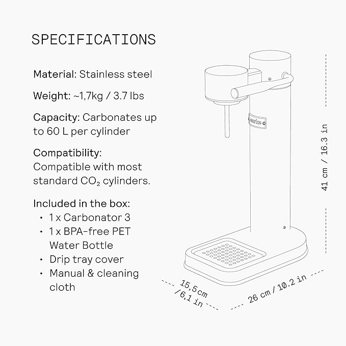 aarke - Carbonator III Premium Carbonator-Sparkling & Seltzer Water Maker-Soda Maker with PET Bottle (Matte Black)
