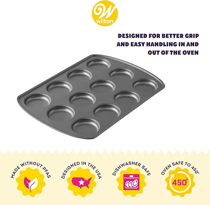 Wilton Gold Non-Stick Muffin Top Pan, Cold-Rolled Steel Bakeware, Made without PFAS, 11 x16 in, Packaging May Vary