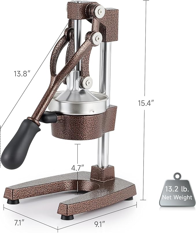 CO-Z Hand Press Juicer Machine, Manual Orange Juicer and Professional Citrus Juice Press for Orange Watermelon Pom Lime Lemon Juice Cocktail, Commercial Lemon Squeezer and Orange Crusher, Copper
