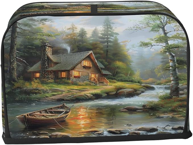 Forest Green Cabin Toaster Cover 2 Slice Dust and Fingerprint Protection Toaster Bread Maker Covers Washable Kitchen Small Appliance Covers for Kitchen Accessories Decor Bakeware Women Gift