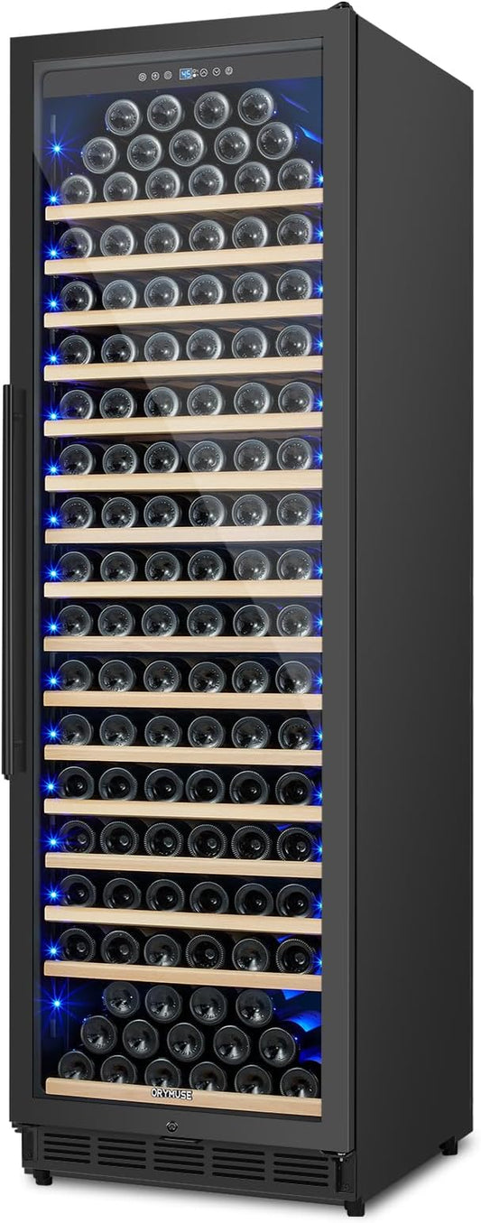 ORYMUSE 200 Bottle Upgrade Wine Cooler Refrigerator - 24 Inch Large Capacity Wine Fridge Built-In Freestanding, with Quiet Compressor, Professional Temperature Control & Wine Cellar - Black