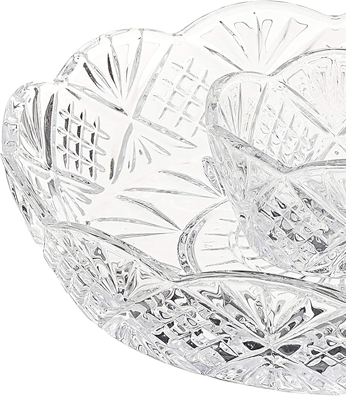 Godinger Crystal Appetizer Serving Platter for Parties Chips and Dip or Snacks Hosting Plate,Silver