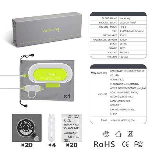 Vacuum-Sealed 3D Printing Filament Bags, 25 Packs Lightproof Vacuum Storage Bags, Moisture-Proof 3D Printer Filament Bags, Sorting & Storage of Various Filament with Desiccant