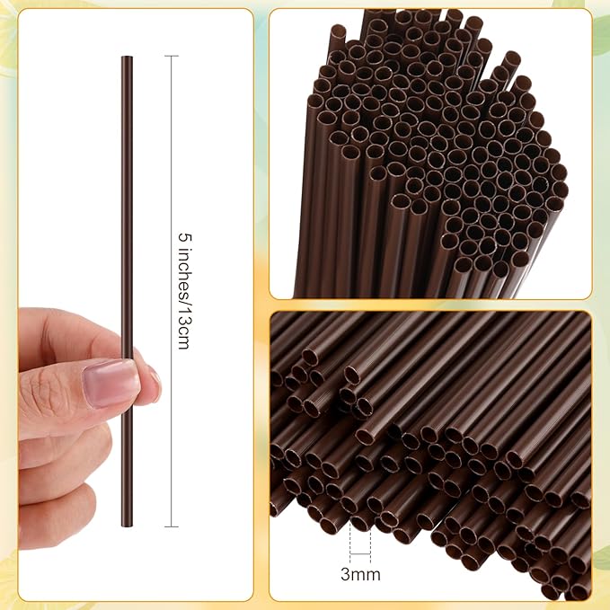 6000 Count Coffee Cocktail Stirrers Straws Disposable Plastic Sip Stir Sticks Cocktail Drink Stirrers Sticks Cups Straws for Bars Juice Drinking(Coffee,5 Inch)