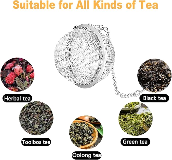 Stainless Steel Tea Infusers, Set of 2 TeaSanavie Tea Strainer Tea Ball with Honeybee & Flower Charms for Loose Leaf Tea