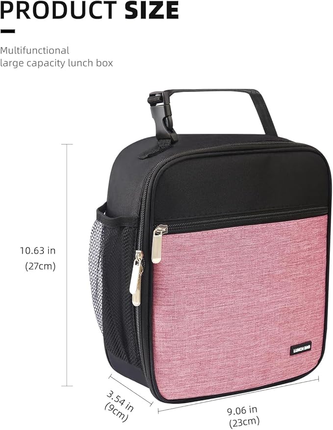 Lovoeo Lunch box Lunch bag for men women Insulated Lunchbox Lunch bags for Work Picnic Travel (Thicken dusty pink)