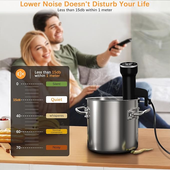 CATTLEMAN Sous Vide Machine Wi-Fi, 1000W, IPX7 Waterproof, Sous Vide Cooker, Immersion Circulator, Suvee Cooker Kit with 30 Vacuum Bags, Vacuum Pump, Cookbook, Accurate Temperature&Timer