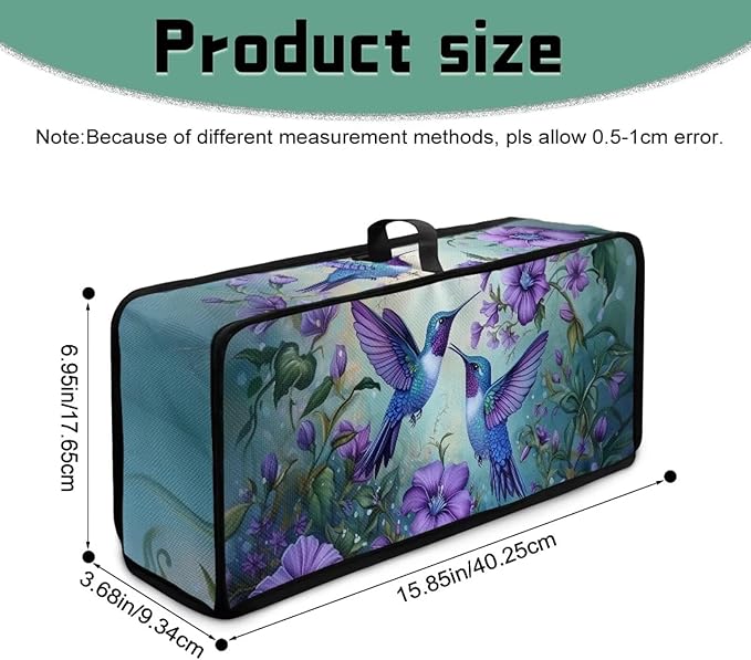 Toaster Cover 2 Slice Hummingbird Purple Floral 2 Slice Slim Toaster Cover Dust Proof Machine Washable Small Appliance Covers for Kitchen, Easy to Fold and Store