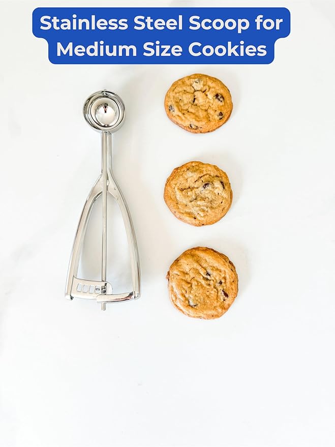Jenaluca Medium Scoop - Cookie & Mini Cupcake Scooper - 1.5 tablespoon Disher #50 stainless steel baking scoop