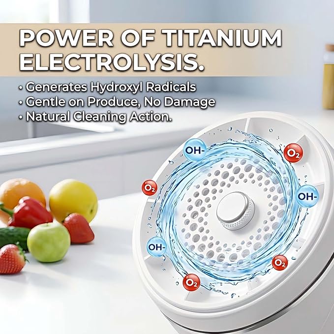 Produce Cleaner, Fruit And Vegetable Washing Machine, 2026 Upgraded Fruit Cleaner Device With Titanium Electrolysis Purification For Home Kitchen, Vegetable Washer Machine (1pc)