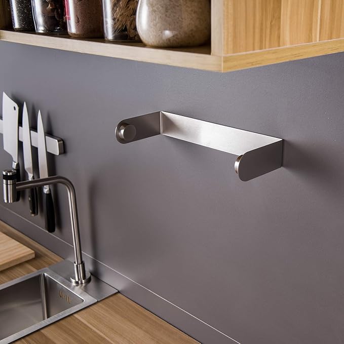 ZUNTO Paper Towel Holder Under Cabinet Self Adhesive Paper Towel Rack (No Drilling), Stainless Steel Wall Mount Paper Towel Holder, Rustproof, Easy Tear