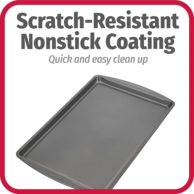 GoodCook Everday Nonstick Carbon Steel 17 x 11-Inch Baking Sheet Set, 2 Pack – Medium Sized Cooking Pans, Bakeware Set, Cookie Sheets for Baking, Oven Pan Set