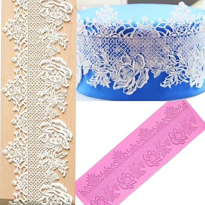 sugar edible wedding floral flower lace cake silicone Embossing Mat Texture fondant impression lace mat decorating mold gum paste cupcake topper icing candy imprint baking moulds craft