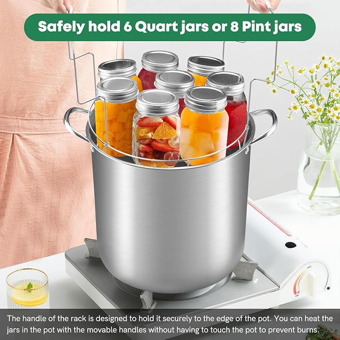 Fulgutonit Stainless Steel 21.5 QT Canning Pot with Rack & Lid, Canning Supplies Starter Kit and 6 Pieces Tools Set, Water Bath Canner for Beginner