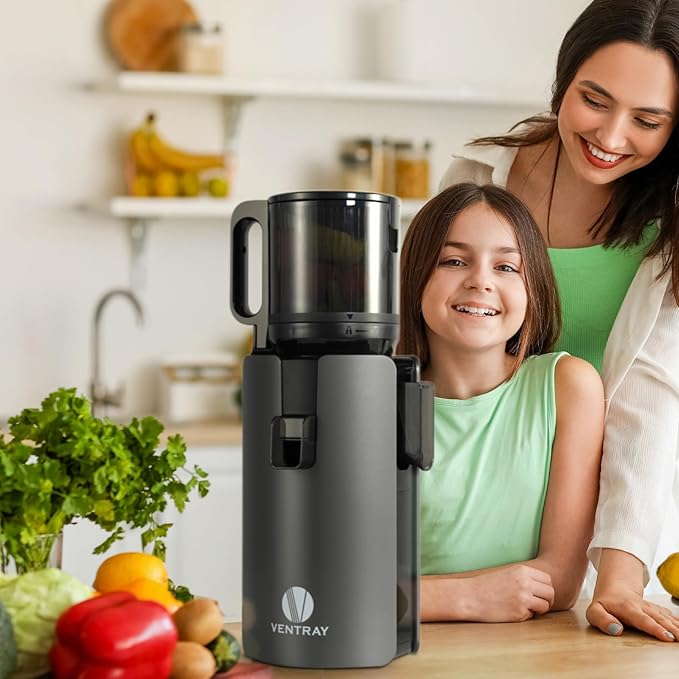 Ventray Cold Press Juicer, Slow Masticating Juicer Machine with 4.7" Wide Feed Chute for Whole Vegetables & Fruits, Juice Extractor High Juice Yield, Easy to Clean