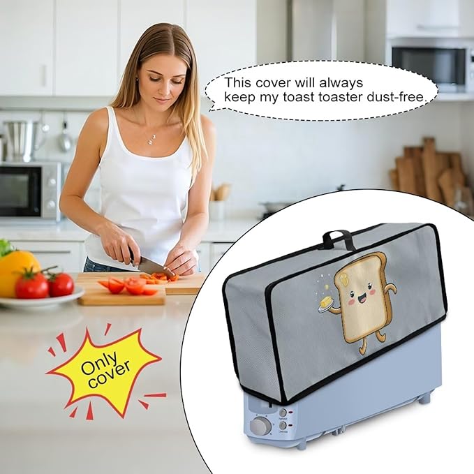 Slim Toaster 2 Slice Compact Thin Cover for 2 Slice Slim Toaster Funny Bread Pattern Easy to Fold and Carry Water-Resistant Dust Covers for Kitchen Appliances