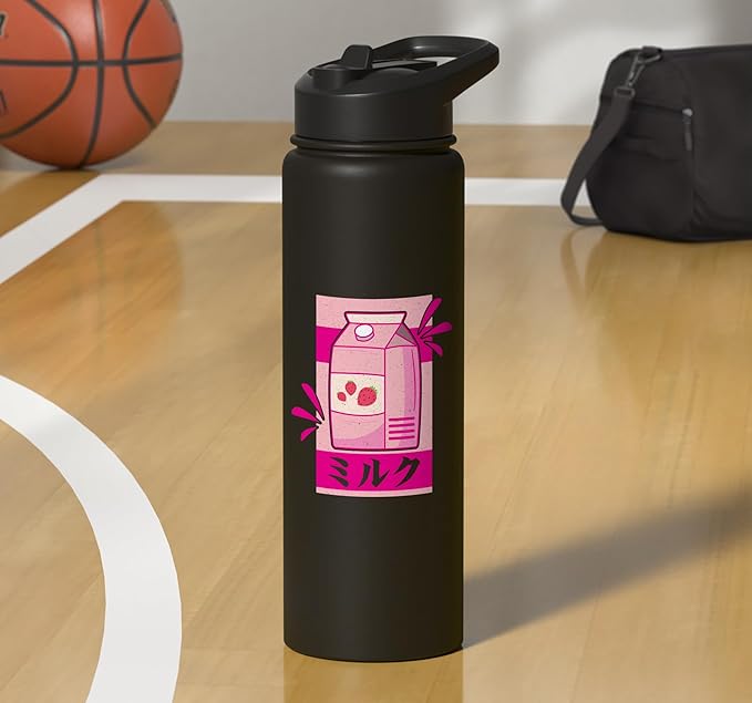 Funny Kawaii Japanese Strawberry Milk Shake Carton Milkshake Stainless Steel Insulated Water Bottle