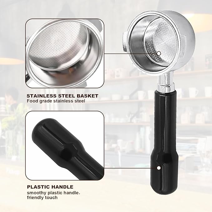 DFD 51mm Bottomless Portafilter Compatible with Gevi Espresso Machine, 51mm Portafilter 3 Ears with Prongs Thickness 4mm Fits for Yabano Included Portafilter Filter Basket Espresso Accessories, slive