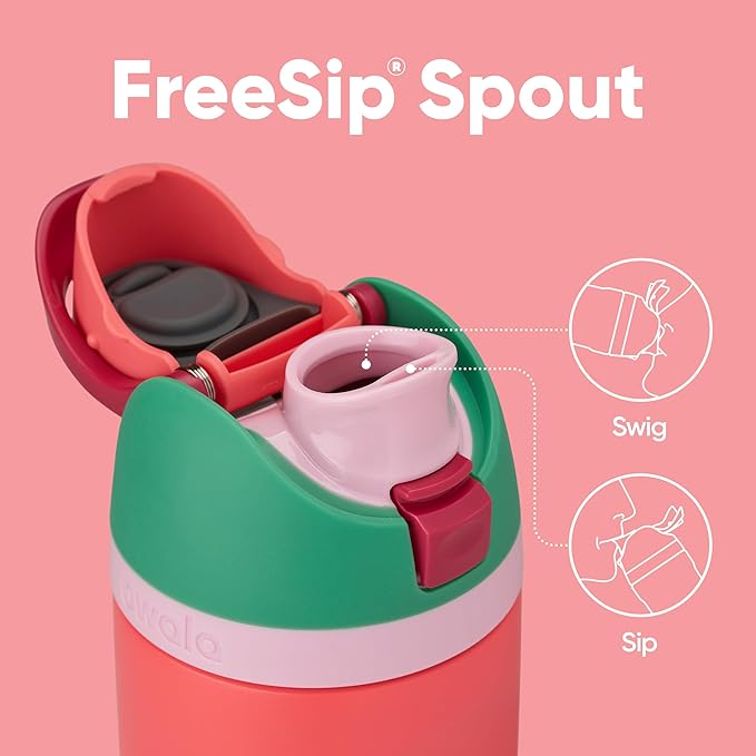 Owala FreeSip Insulated Stainless Steel Water Bottle with Straw for Sports, Travel, and School BPA-Free Sports Water Bottle, 24 oz, Strawberry Fields