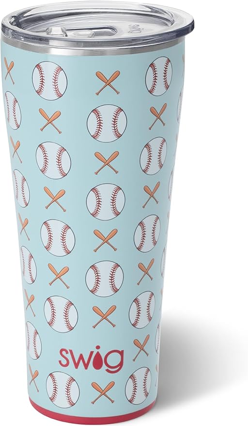 Swig Life 32oz Insulated Tumbler, Travel Coffee Tumbler with Lid, Cup Holder Friendly Travel Coffee Mug, Stainless Steel with Lid (Home Run)