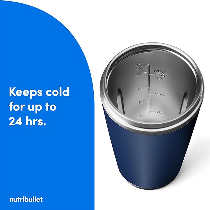 nutribullet Flip Portable Blender with Insulated Cup, Cordless, Matte Indigo, NBPB50350IND