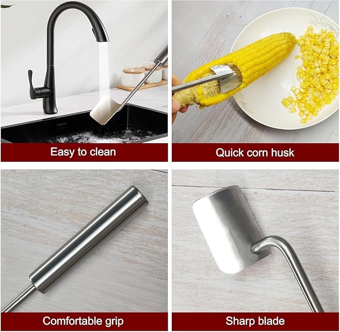 Latest Corn Peeler | Long-Handle Stainless Steel Kernel Remover | Fast, Labor-Saving & Safe | Easy-Clean Tool for Home, Restaurants & BBQs (CK-C(2Pcs))