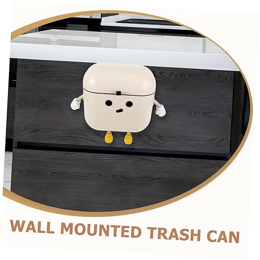 ULTECHNOVO Lidded Hanging Trash Can Wall Mounted Kitchen Compost Bin for Home Capacity Space Saving Design Odor Sealing with Cartoon Pattern for Kitchen and Bathroom