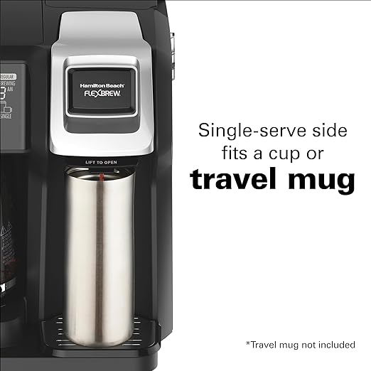 Hamilton Beach FlexBrew Trio 2-Way Coffee Maker, Compatible with K-Cup Pods or Grounds, Combo, Single Serve & Full 12c Pot, Black