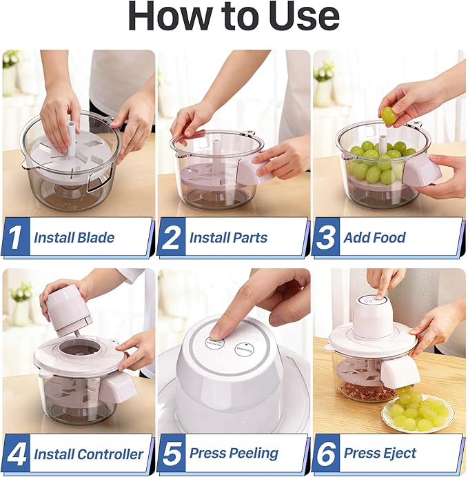 Anweller Garlic Peeler Machine, Electric Grape Peeler, Upgraded Blade System, Automatic Peeler for Small Fruits and Vegetables