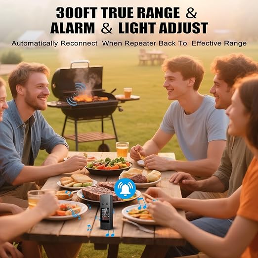 Wireless Meat Thermometer, Smart Digital Cooking Thermometer with 2 Ultra-Thin Probes, No App Needed, 800FT Range, 1000°F Heat Resistant, IP67 Waterproof - for BBQ, Grill, Oven, Smoker (2025 Upgraded)