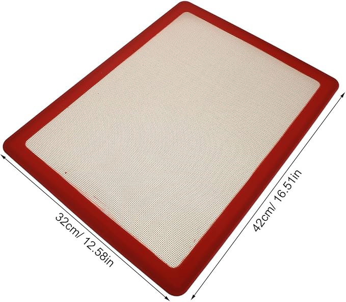 SUPVOX Reusable Red Silicone Baking Mat Sheet Non-stick Oven Liner with Raised Edges for Rolling Dough and Baking Cakes, Heat Resistant Silicone Mat for Home Kitchen Pastry and Cookie