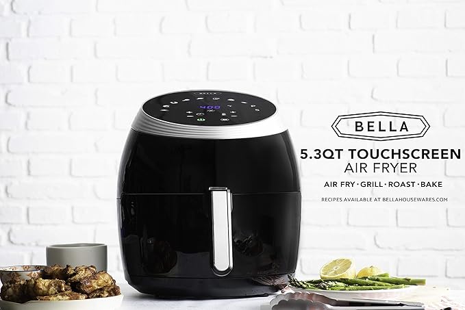 BELLA (14679) 5.3 Quart Air Convection Fryer, Black, black 5.3qt
