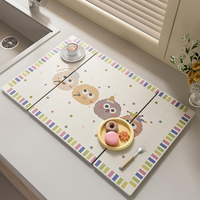 Stone Drying Mat for Kitchen Counter, Large Stone Dish Drying Mat - Diatomite Earth Water Absorbing Drying Stone for Kitchen Counter Mat, Quick Dry Stone Mat Kitchen