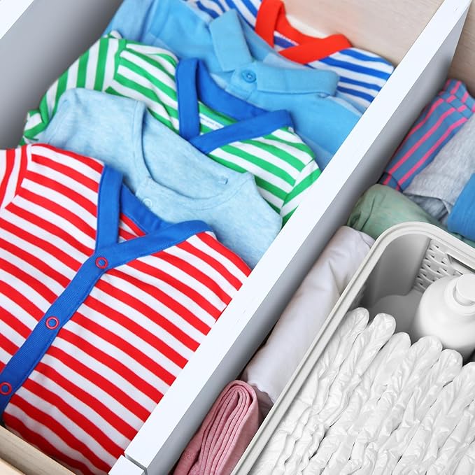 DoubleFill 4 Pcs Deep Bamboo Drawer Dividers, Deep Kitchen Dresser Drawer Organizer with Spring Loaded for Clothes, Adjustable Expandable from 15-22 Inch(6 Inch,White)