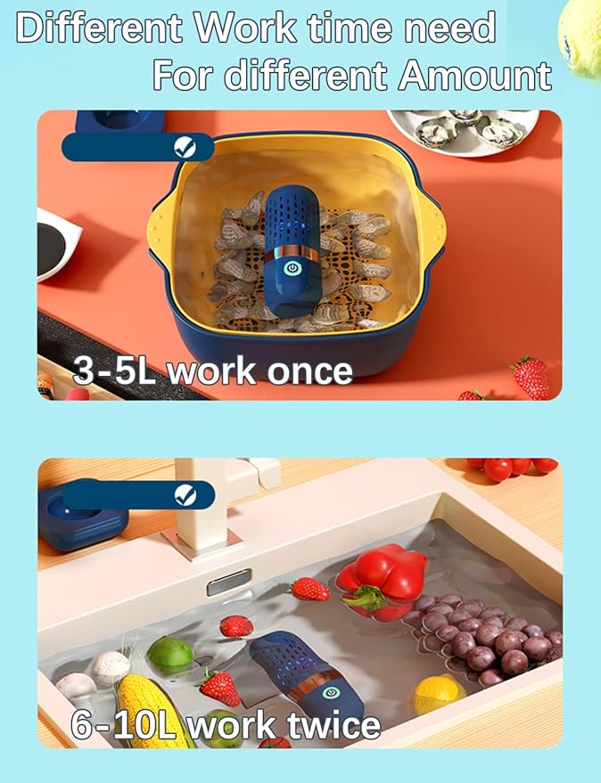Vegetable and Fruit Cleaner Machine, Purified Water-Proof Fruit Cleaning Device with OH-ion Purification Technology 250min Working time and Wireless Charging, for Cleaning Fruit (Blue)