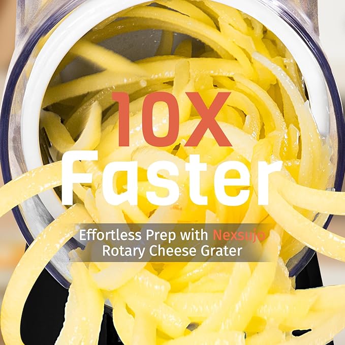 Rotary Cheese Grater Hand Crank, 3 Blades Slicer Shredder, Cheese Grater for Kitchen, Multi-Functional Kitchen Tool for Vegetables, Nuts, Chocolate, with Strong Suction Base, Black