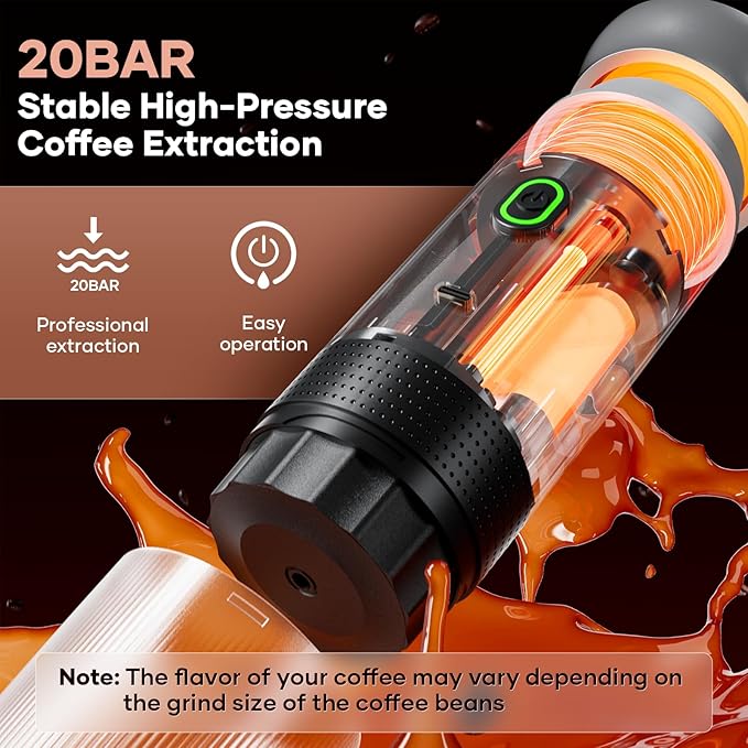 KEJECTOR Portable Coffee Maker Espresso Machine for Travel Nano Car Coffee Maker Compatible with Ground Coffee & NS Capsule for RV, Hiking Camping Office, Travel Espresso Maker Electric Coffee Machine
