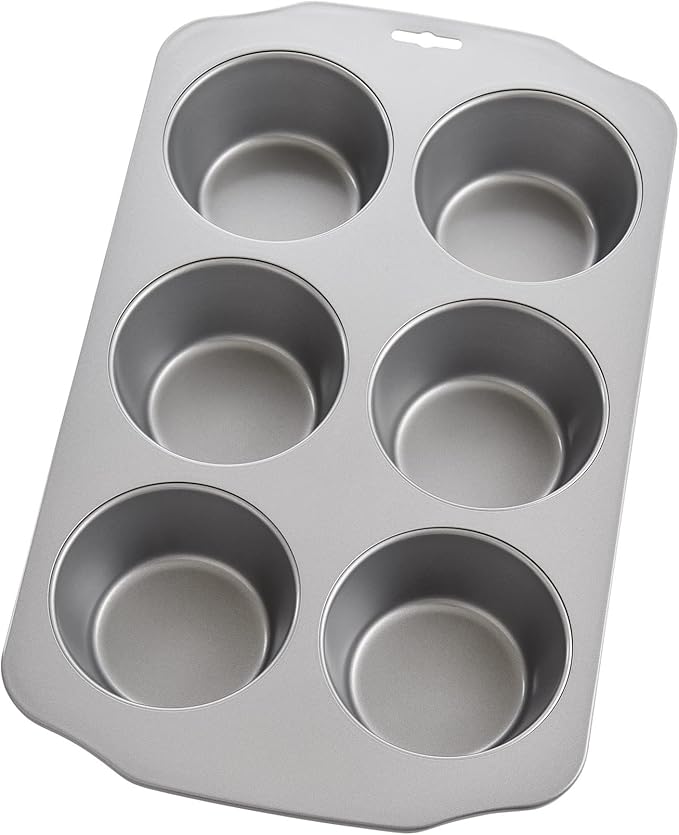 Mrs. Anderson's Baking Nonstick 6-Cup Jumbo Muffin Pan, Carbon Steel with Non-Stick Coating, PFOA Free, 13 x 8.75-Inches