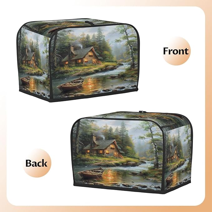 Forest Green Cabin Toaster Cover 2 Slice Dust and Fingerprint Protection Toaster Bread Maker Covers Washable Kitchen Small Appliance Covers for Kitchen Accessories Decor Bakeware Women Gift