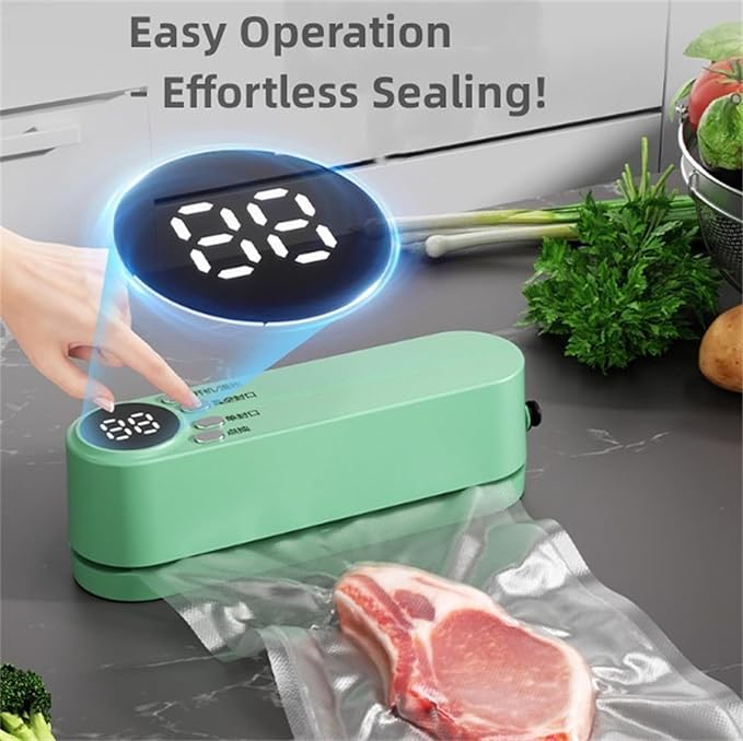 Vacuum Sealer, Handheld Portable Rechargeable Snack Bag Sealing Machine with Air Pump, for Dry/Moist Food Storage with 10 Compression Bags