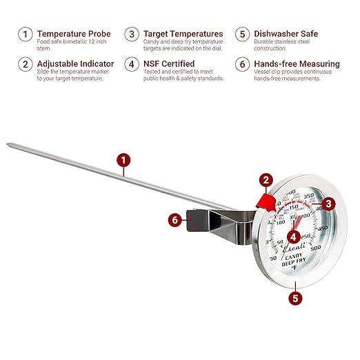 Escali AHC2 Stainless Steel Deep Frying and Candy Thermometer with Pot Clip, 12-Inch Probe with Candy Temperature Zones, NSF Certified